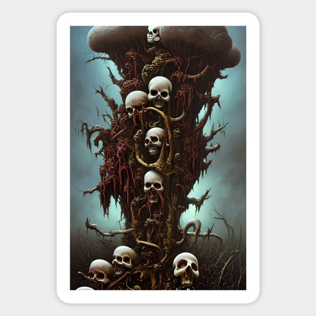 Dystopian Artwork | Horror Art Skulls | Dystopia Painting | Dark and Gloomy Arts Sticker by GloomCraft